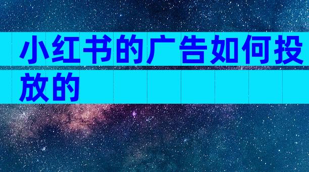 小红书的广告如何投放的
