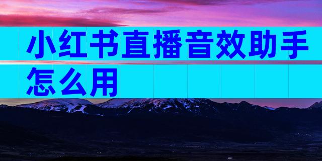 小红书直播音效助手怎么用