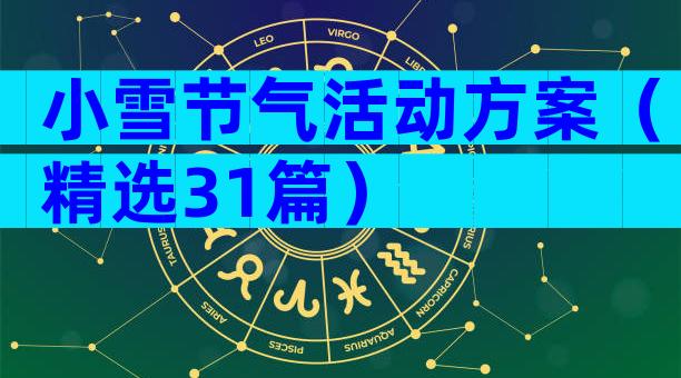小雪节气活动方案（精选31篇）