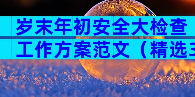 岁末年初安全大检查工作方案范文（精选31篇）