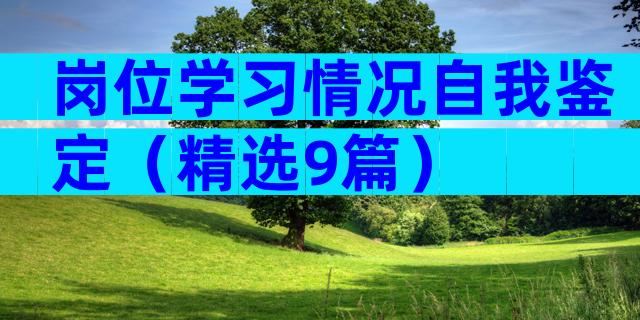 岗位学习情况自我鉴定（精选9篇）