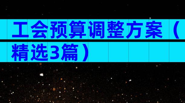 工会预算调整方案（精选3篇）