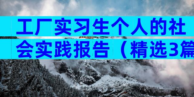 工厂实习生个人的社会实践报告（精选3篇）