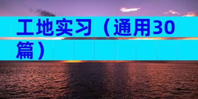 工地实习（通用30篇）
