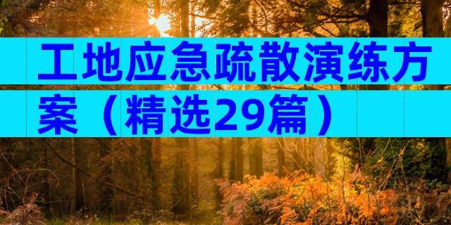 工地应急疏散演练方案（精选29篇）