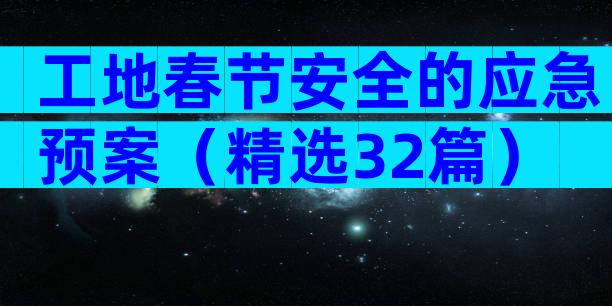工地春节安全的应急预案（精选32篇）