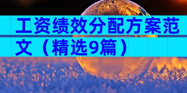 工资绩效分配方案范文（精选9篇）