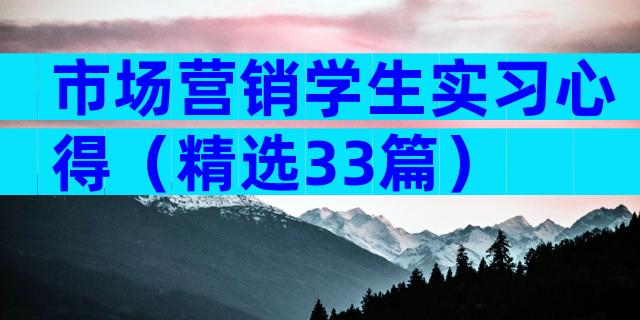 市场营销学生实习心得（精选33篇）