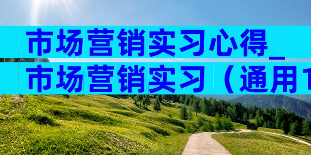 市场营销实习心得_市场营销实习（通用14篇）