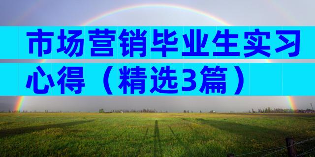 市场营销毕业生实习心得（精选3篇）