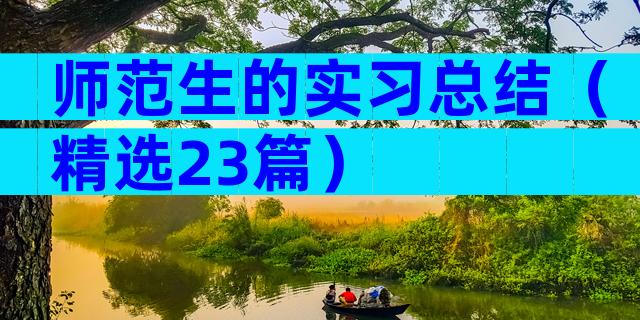 师范生的实习总结（精选23篇）