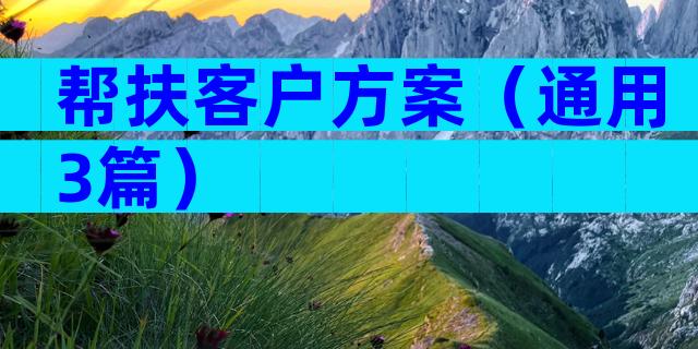 帮扶客户方案（通用3篇）