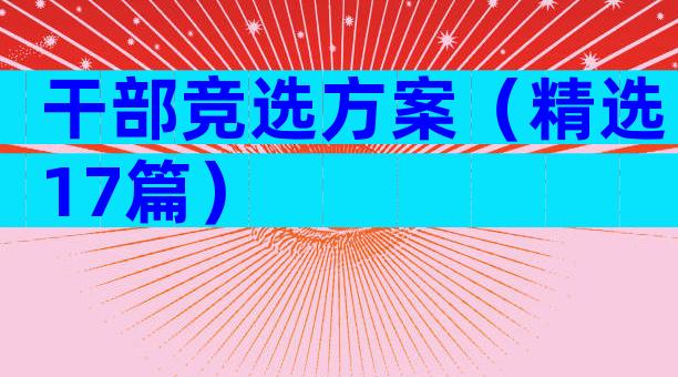 干部竞选方案（精选17篇）