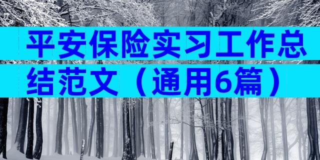 平安保险实习工作总结范文（通用6篇）