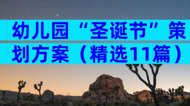 幼儿园“圣诞节”策划方案（精选11篇）