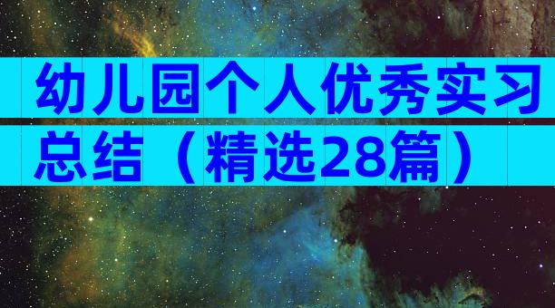 幼儿园个人优秀实习总结（精选28篇）