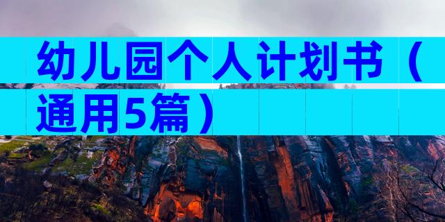 幼儿园个人计划书（通用5篇）