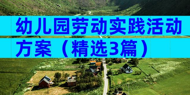 幼儿园劳动实践活动方案（精选3篇）