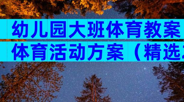 幼儿园大班体育教案体育活动方案（精选21篇）