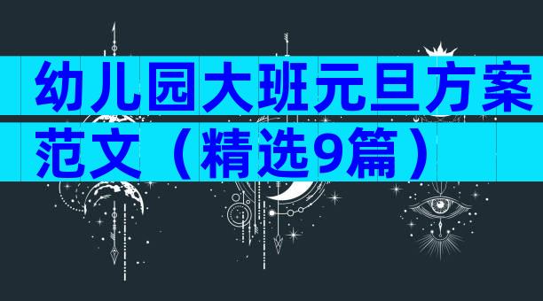 幼儿园大班元旦方案范文（精选9篇）