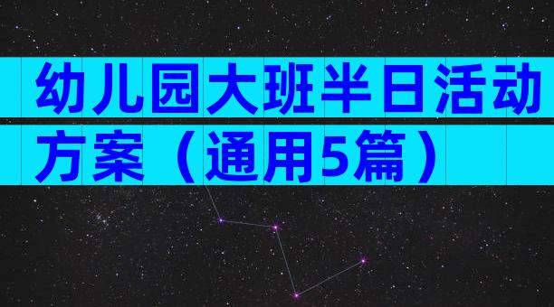 幼儿园大班半日活动方案（通用5篇）