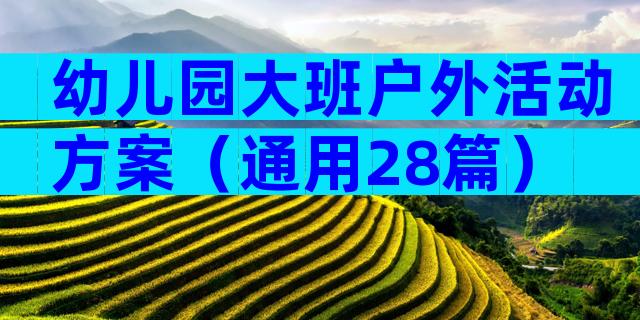 幼儿园大班户外活动方案（通用28篇）