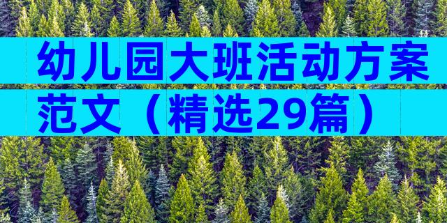 幼儿园大班活动方案范文（精选29篇）