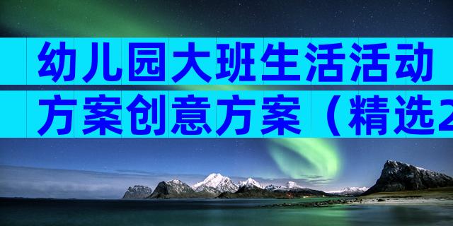 幼儿园大班生活活动方案创意方案（精选29篇）