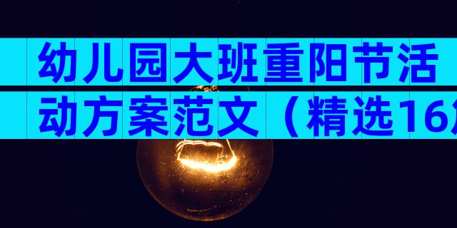 幼儿园大班重阳节活动方案范文（精选16篇）