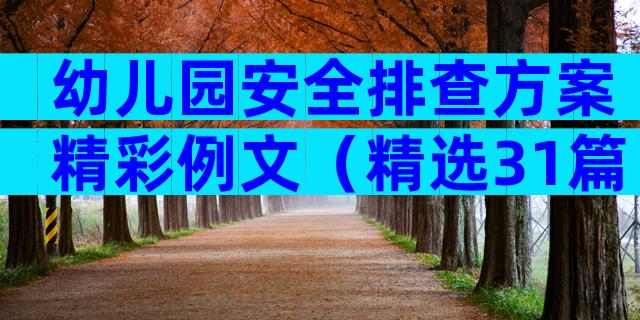 幼儿园安全排查方案精彩例文（精选31篇）