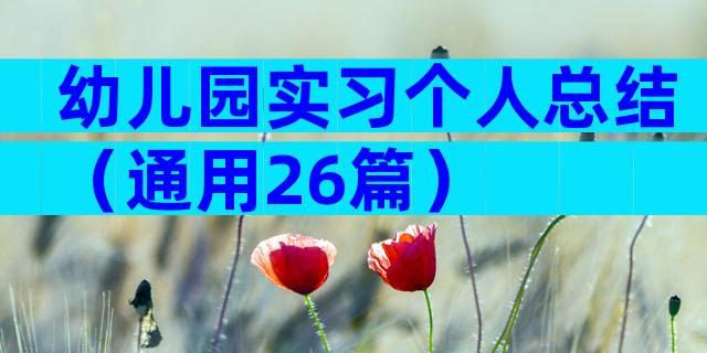 幼儿园实习个人总结（通用26篇）