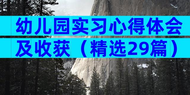 幼儿园实习心得体会及收获（精选29篇）