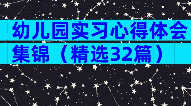 幼儿园实习心得体会集锦（精选32篇）