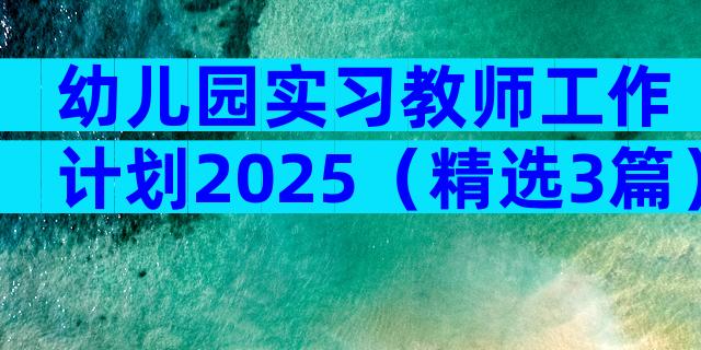 幼儿园实习教师工作计划2025（精选3篇）