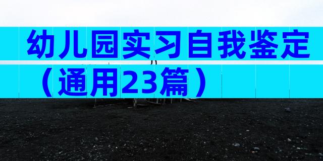 幼儿园实习自我鉴定（通用23篇）