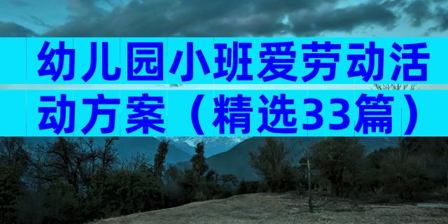 幼儿园小班爱劳动活动方案（精选33篇）