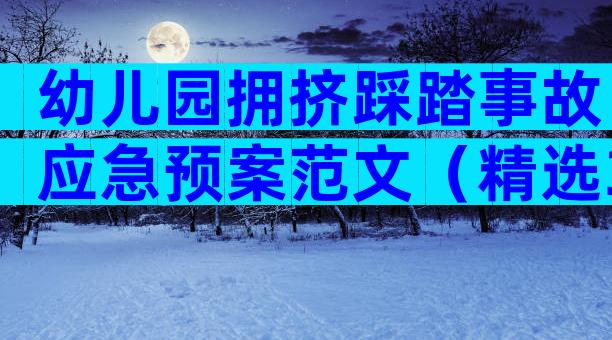 幼儿园拥挤踩踏事故应急预案范文（精选30篇）