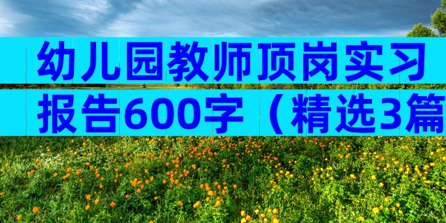 幼儿园教师顶岗实习报告600字（精选3篇）