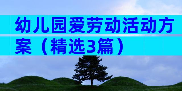 幼儿园爱劳动活动方案（精选3篇）