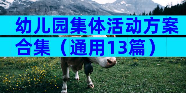 幼儿园集体活动方案合集（通用13篇）