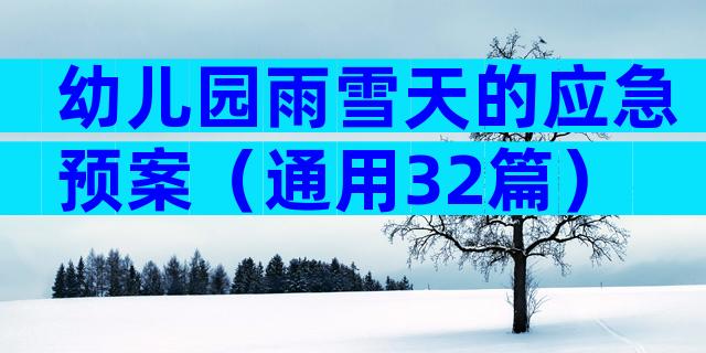 幼儿园雨雪天的应急预案（通用32篇）