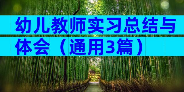 幼儿教师实习总结与体会（通用3篇）