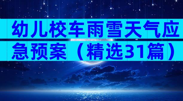 幼儿校车雨雪天气应急预案（精选31篇）