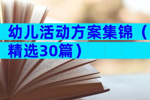 幼儿活动方案集锦（精选30篇）