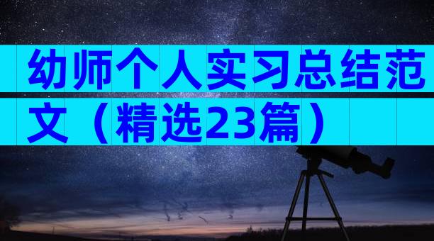幼师个人实习总结范文（精选23篇）