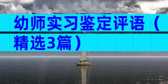 幼师实习鉴定评语（精选3篇）
