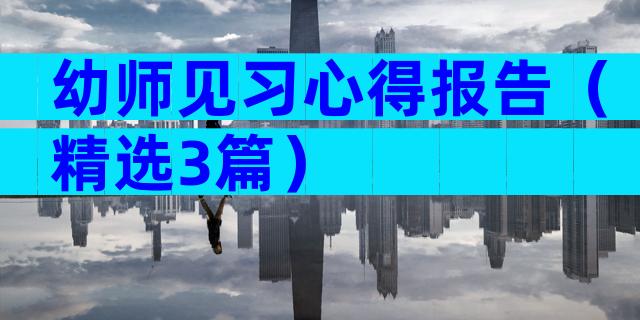 幼师见习心得报告（精选3篇）