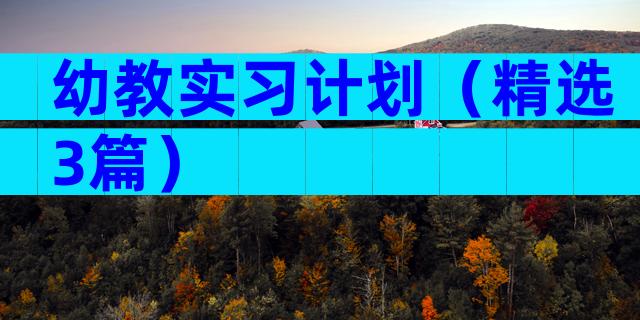幼教实习计划（精选3篇）