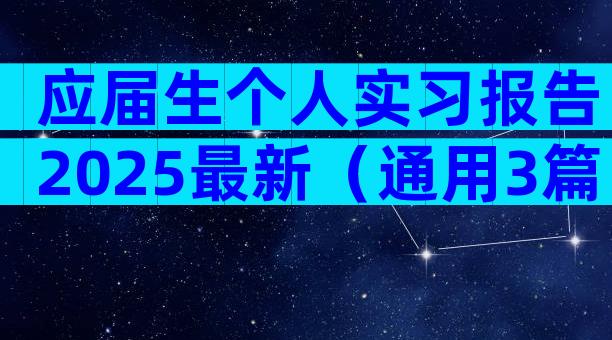 应届生个人实习报告2025最新（通用3篇）