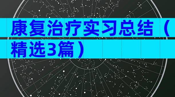 康复治疗实习总结（精选3篇）